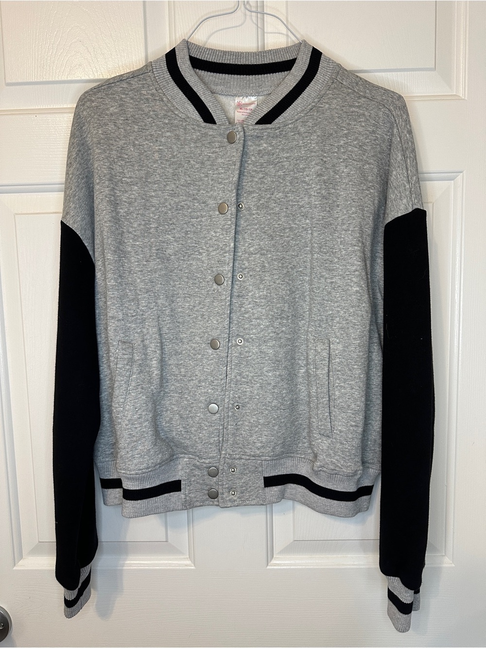 No Boundaries Gray and Black Letterman-Style Jacket